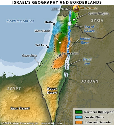 Israel's geography and borderlands, map